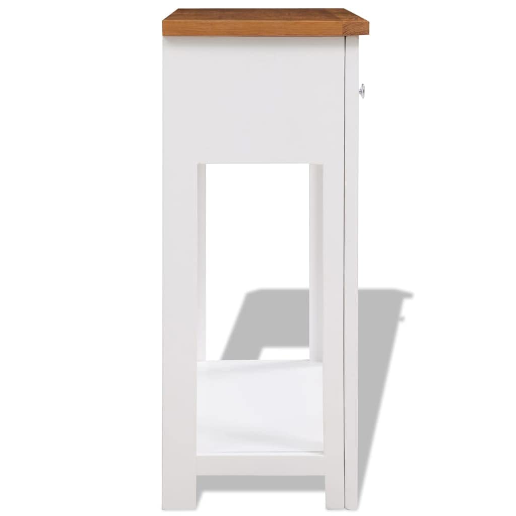 Solid Oak and Acacia Wood Console Table with 2 Drawers and Shelf A949654