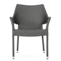 Set of 4 Grey PE Wicker Stackable Armchairs N410