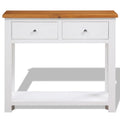 Solid Oak and Acacia Wood Console Table with 2 Drawers and Shelf A949654