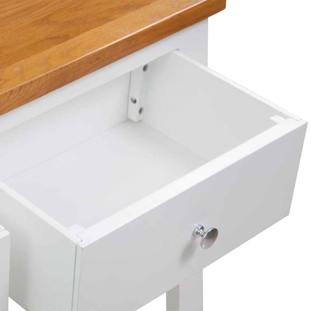 Solid Oak and Acacia Wood Console Table with 2 Drawers and Shelf A949654