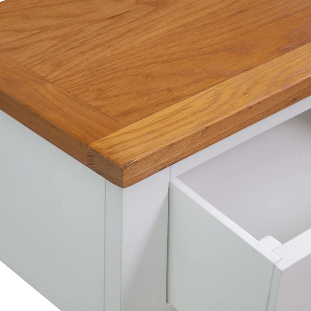 Solid Oak and Acacia Wood Console Table with 2 Drawers and Shelf A949654