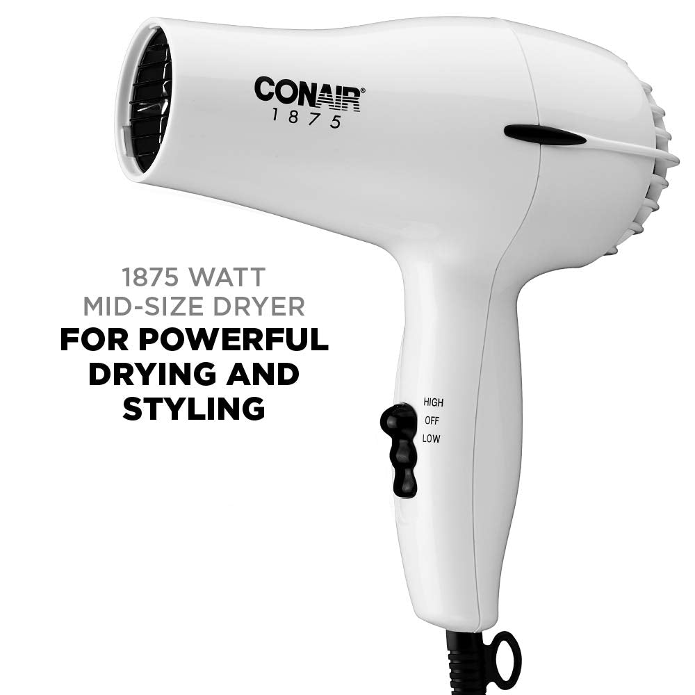 1875W Mid-Size White Hair Dryer C944