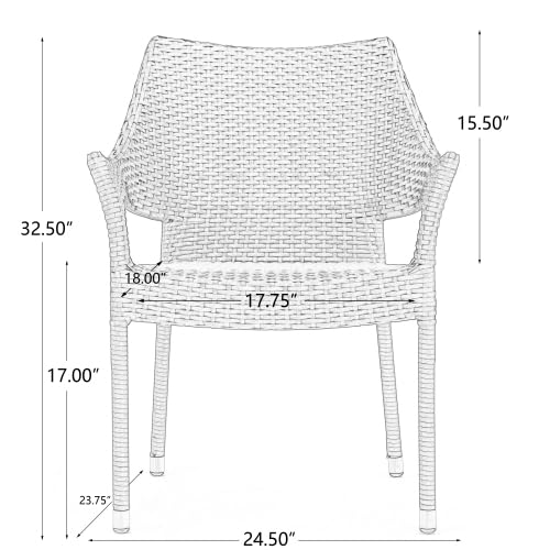 Set of 4 Grey PE Wicker Stackable Armchairs N410