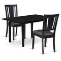 3 Piece Dining Room Furniture Set with Wooden Table and 2 Faux Leather Chairs S7762
