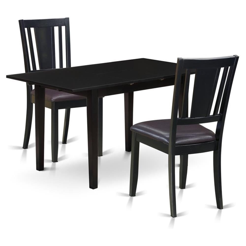 3 Piece Dining Room Furniture Set with Wooden Table and 2 Faux Leather Chairs S7762