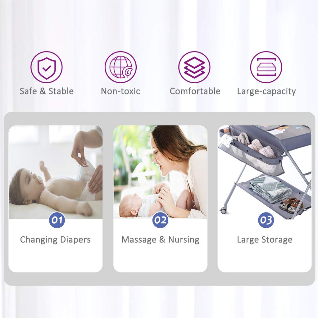 Portable Folding Baby Changing Table with Wheels J1878