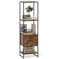 5-Tier Bookshelf with Drawer Narrow Bookcase O32708