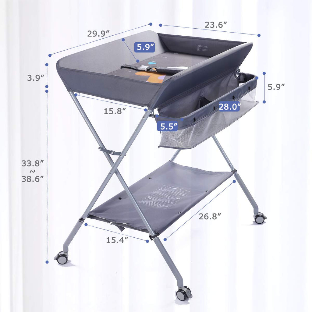 Portable Folding Baby Changing Table with Wheels J1878