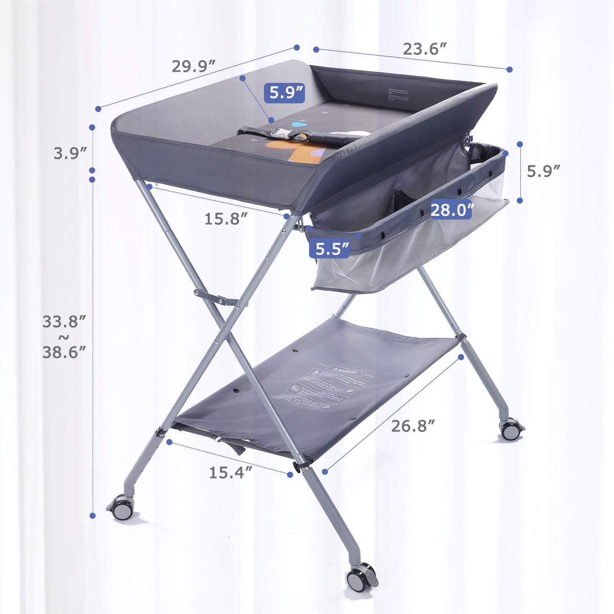 Portable Folding Baby Changing Table with Wheels J1878