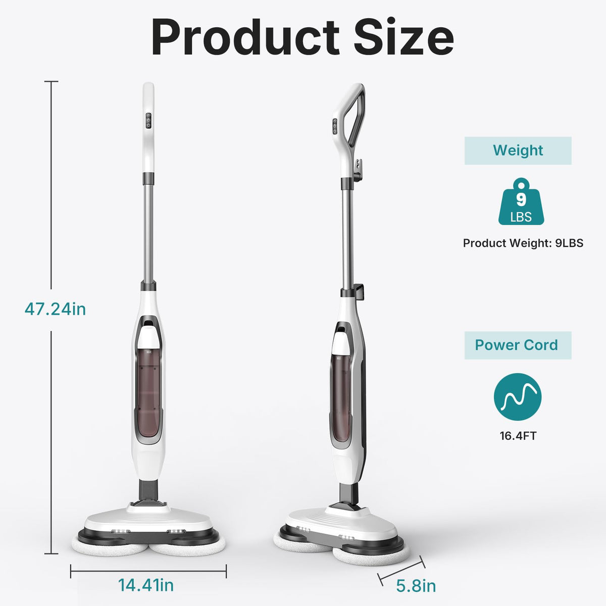 Steam Mop with Rotating Pads and 4 Cleaning Modes M90484