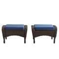 25 Inch PE Wicker Foot Stool Set of 2 with Removable Cushions Brown Z438