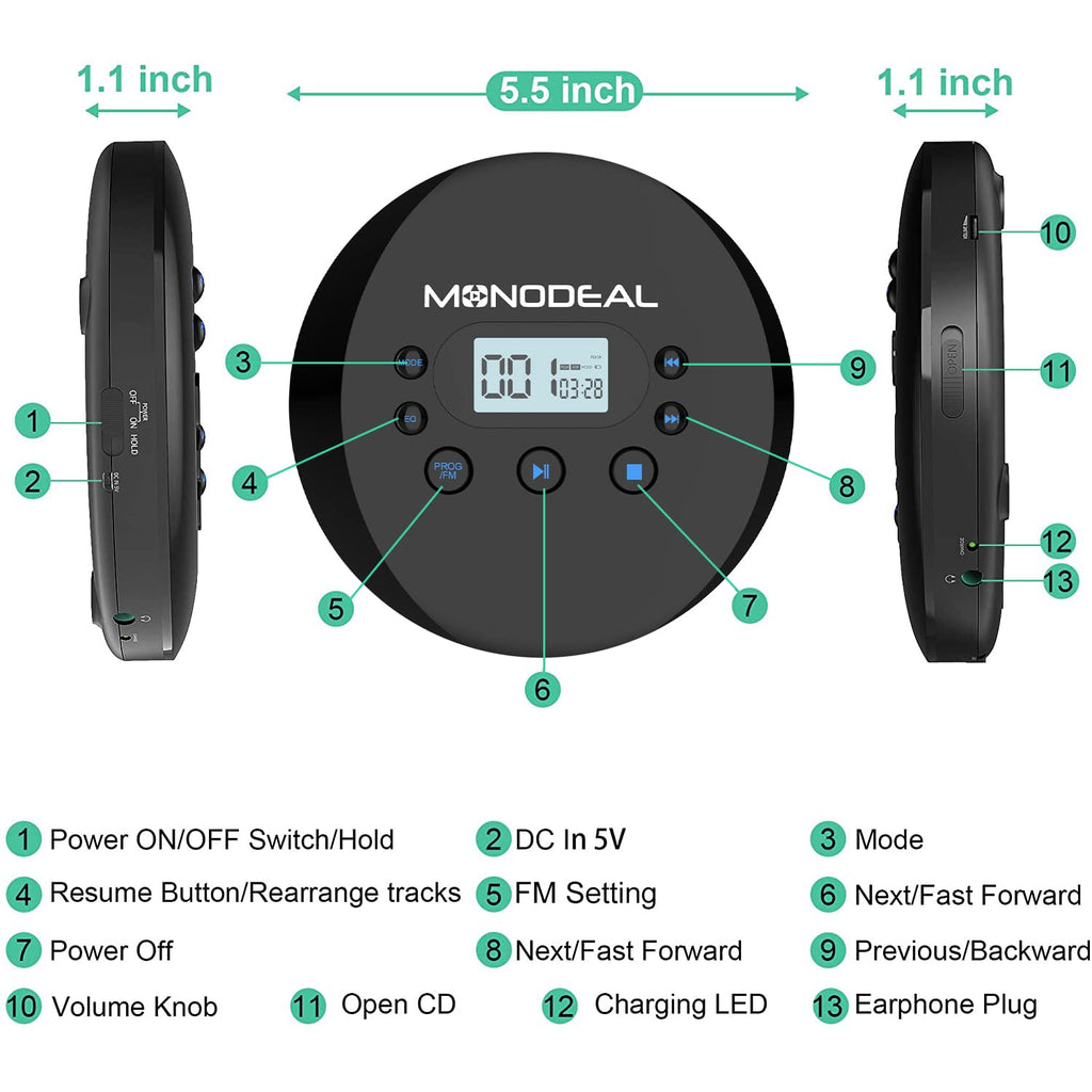 Portable CD Player with FM Transmitter U105529