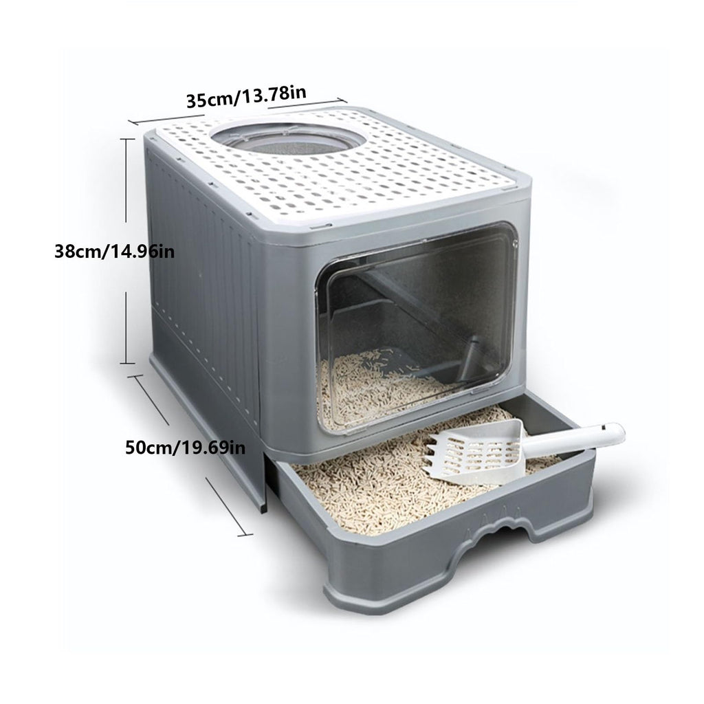 Enclosed Foldable Cat Litter Box with Lid C7953