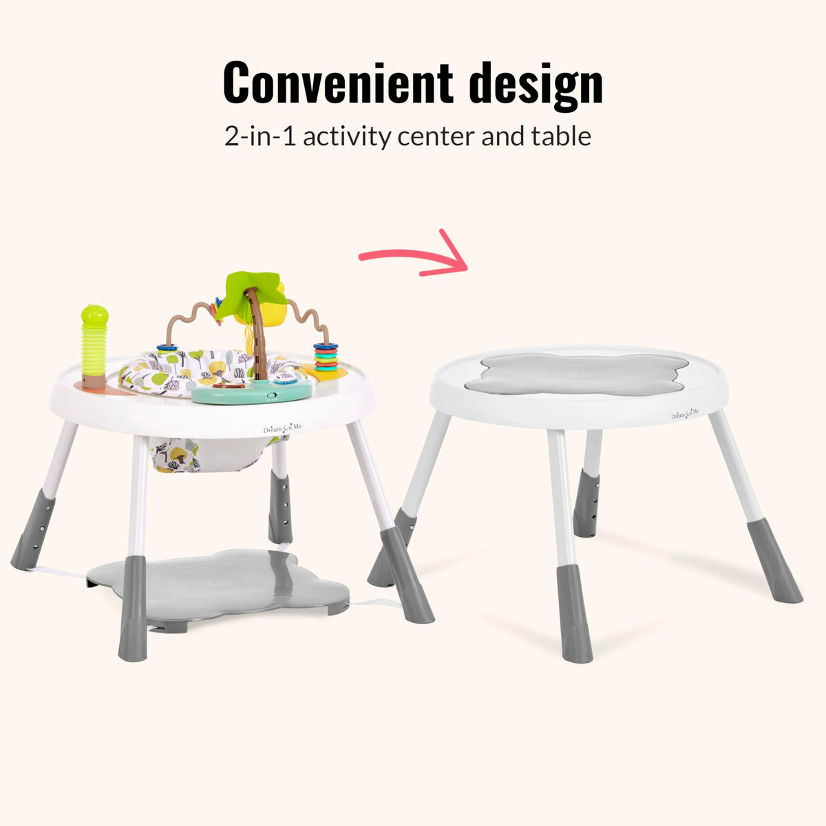 2 in 1 Baby Activity Center and Play Table with 3 Detachable Toys C243514