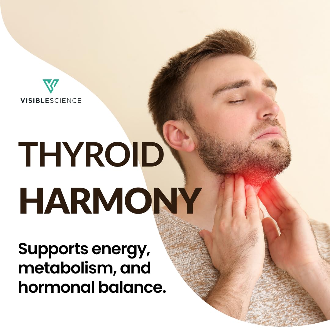 Thyroid Support Supplement with Iodine Selenium Ashwagandha B12 Zinc 60 Capsules Y917578