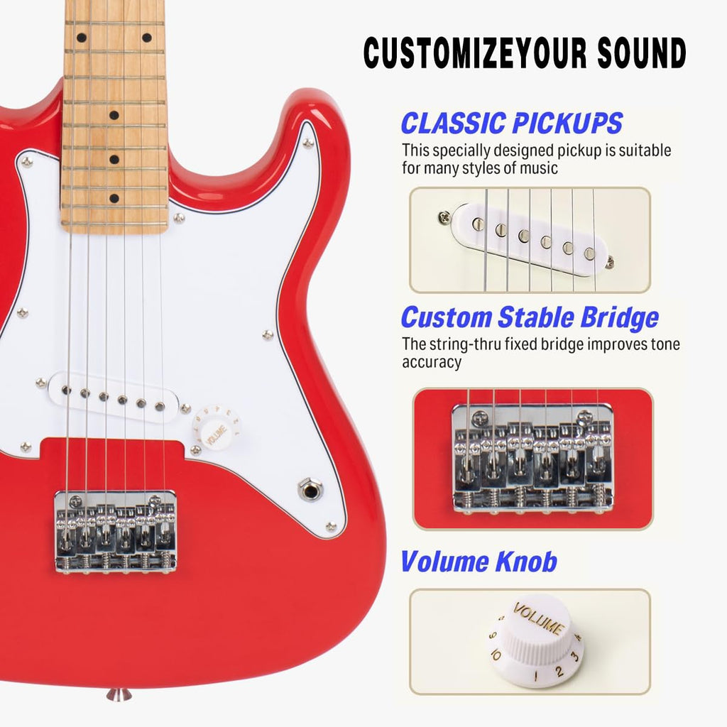 32 Inch Junior Size Red Electric Guitar Beginner Kit with Amplifier and Bag G298755