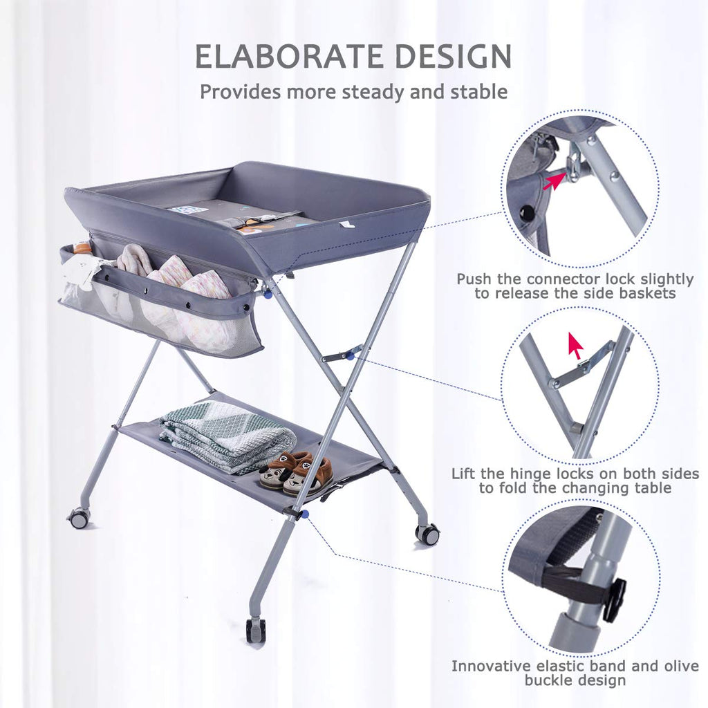 Portable Folding Baby Changing Table with Wheels J1878