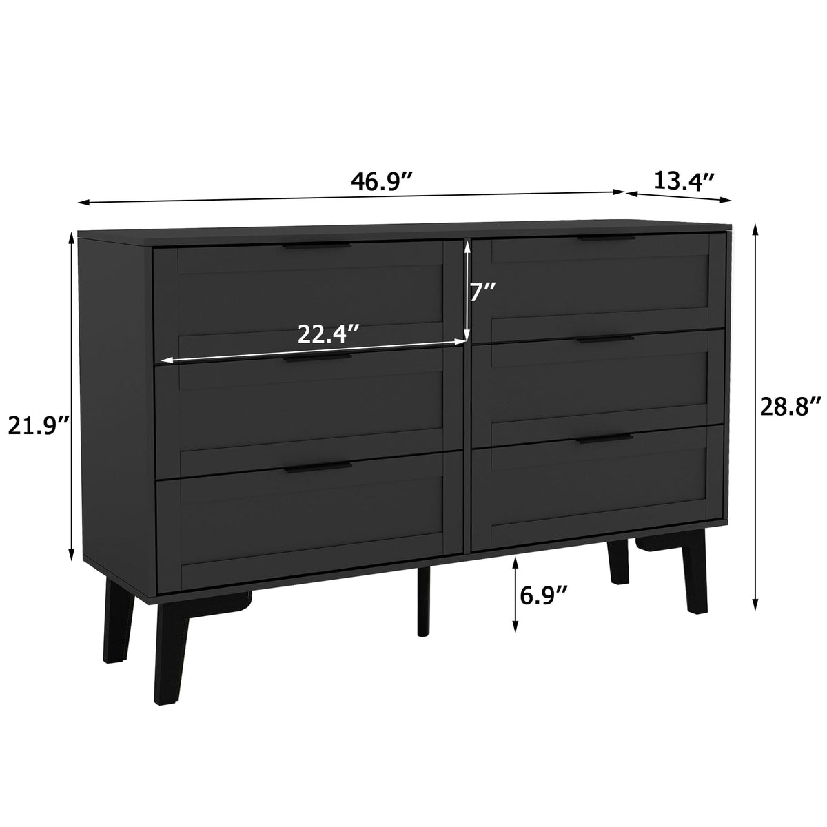 Black 6 Drawer Dresser F687