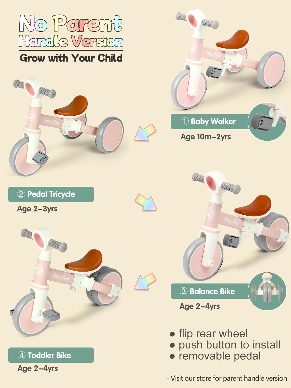 Toddler Balance Bike 4 in 1 Tricycle O636614