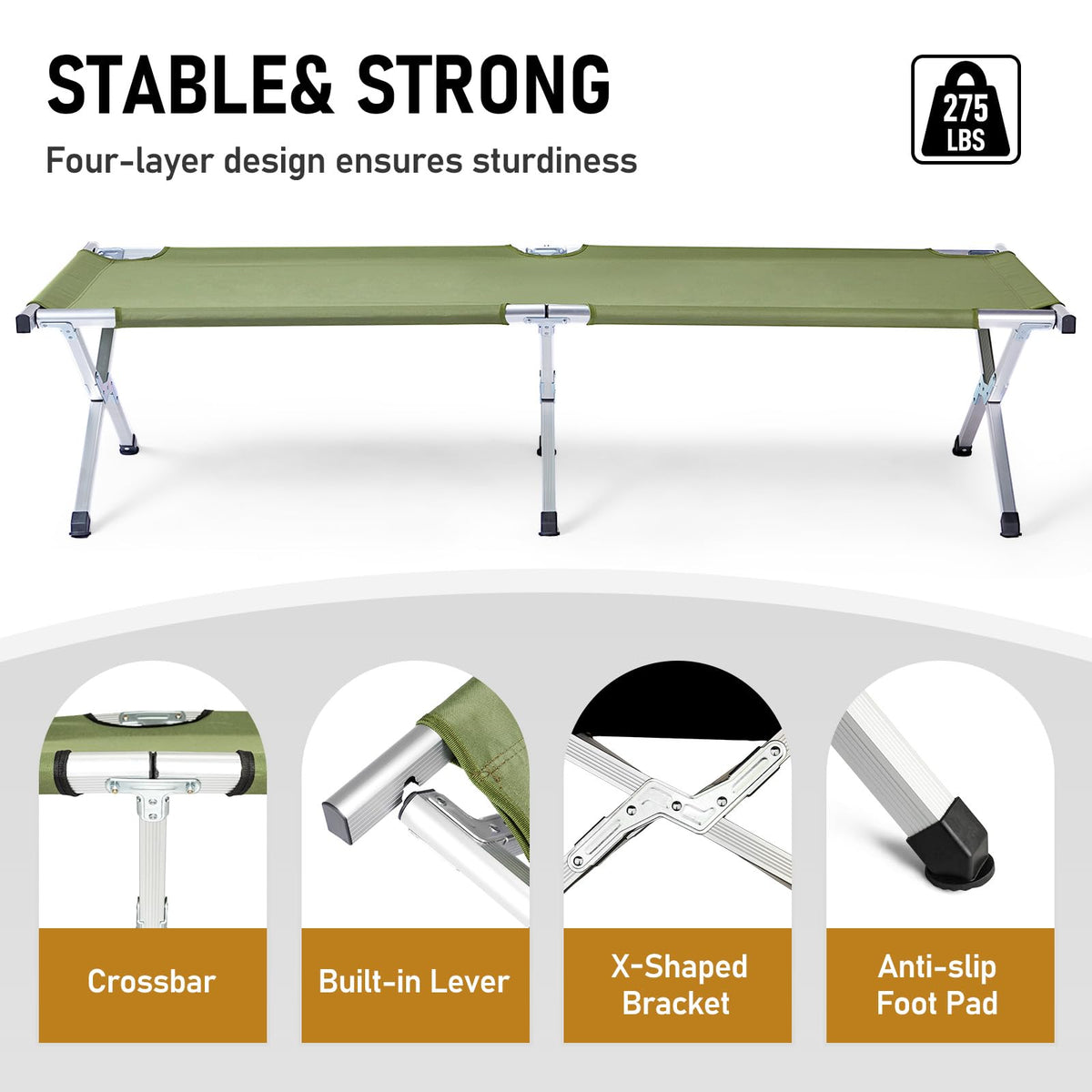 Folding Camping Cot with Carry Bag F6608