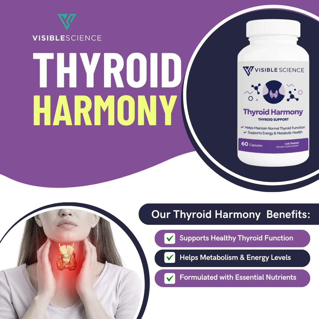Thyroid Support Supplement with Iodine Selenium Ashwagandha B12 Zinc 60 Capsules Y917578