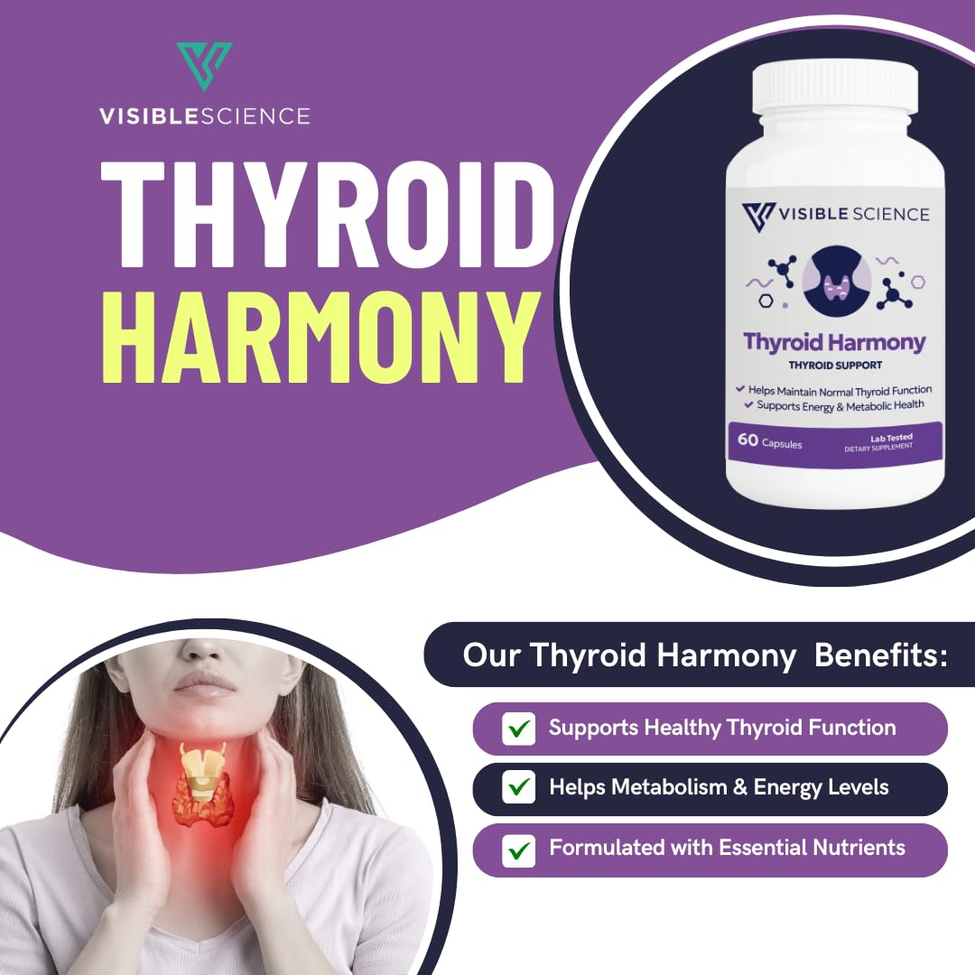 Thyroid Support Supplement with Iodine Selenium Ashwagandha B12 Zinc 60 Capsules Y917578