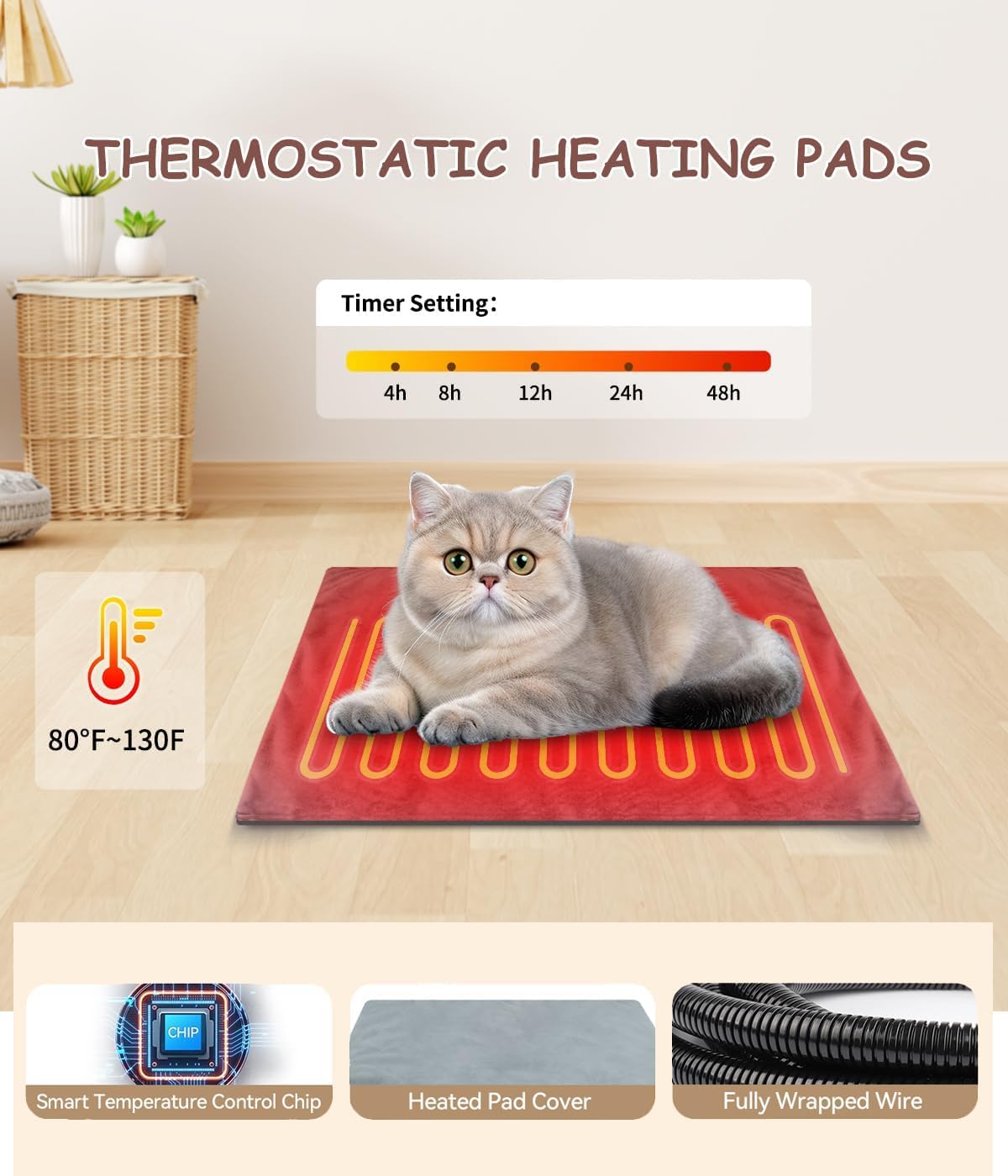 21" Heated Cat House with Heating Pet Pad K390