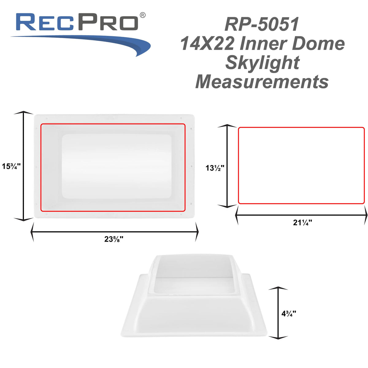 Clear 14" x 22" Inner Skylight Dome D74283