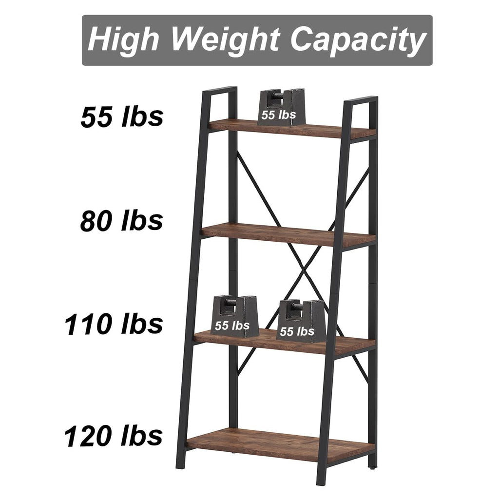 Rustic Console Table with 2 Drawers and 4-Tier Ladder Shelf Y858