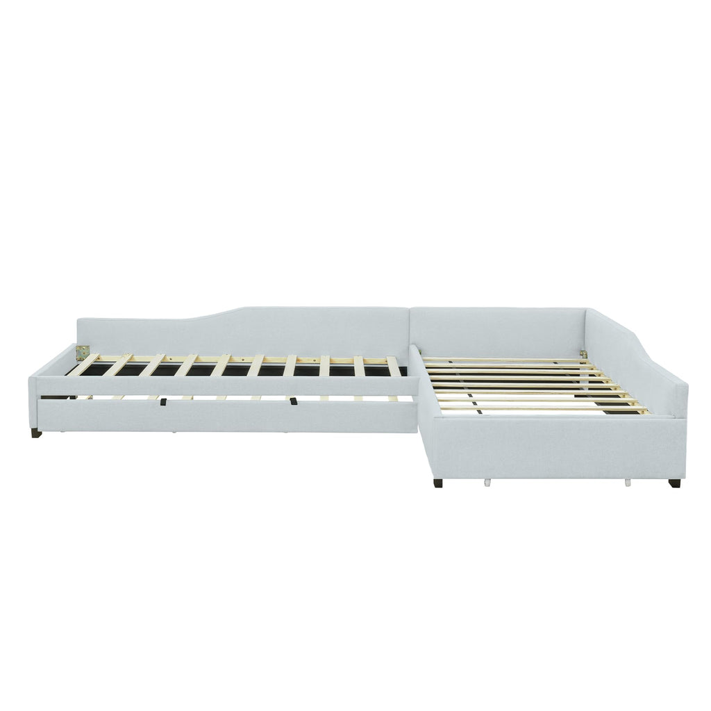 L Shaped Twin Corner Bed with Trundle and Storage Drawer Z54646