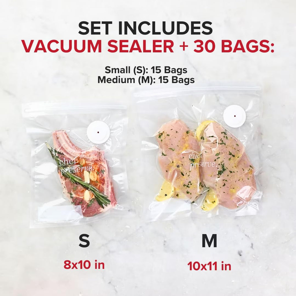 Compact Vacuum Sealer with 30 Reusable Vacuum Bags P728357
