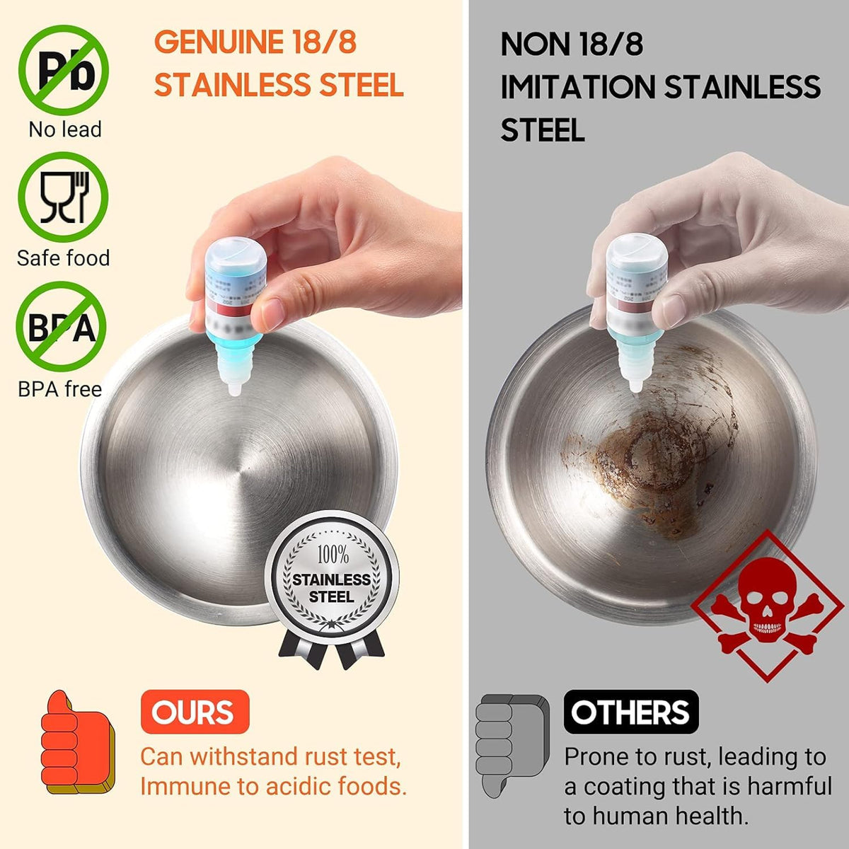18/8 Stainless Steel Mortar and Pestle G3798