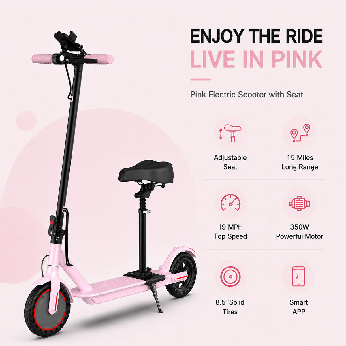 350W/500W Electric Scooter with Seat, Dual Suspension T12254