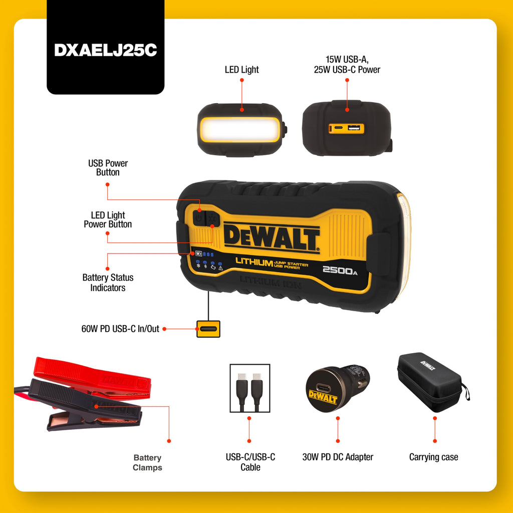 2500 Peak Amp Lithium Jump Starter with USB Power Bank C83517