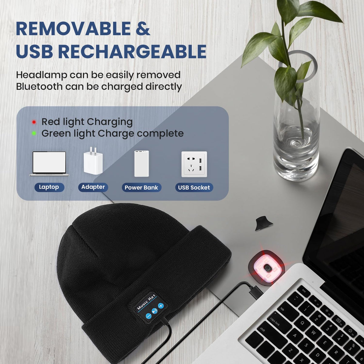 Bluetooth Beanie Hat with Light 2 Pack U643