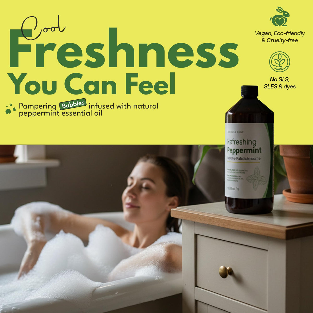 Scented Foaming Bubble Bath with Essential Oils and Epsom Salt, 33.8 fl oz E98442