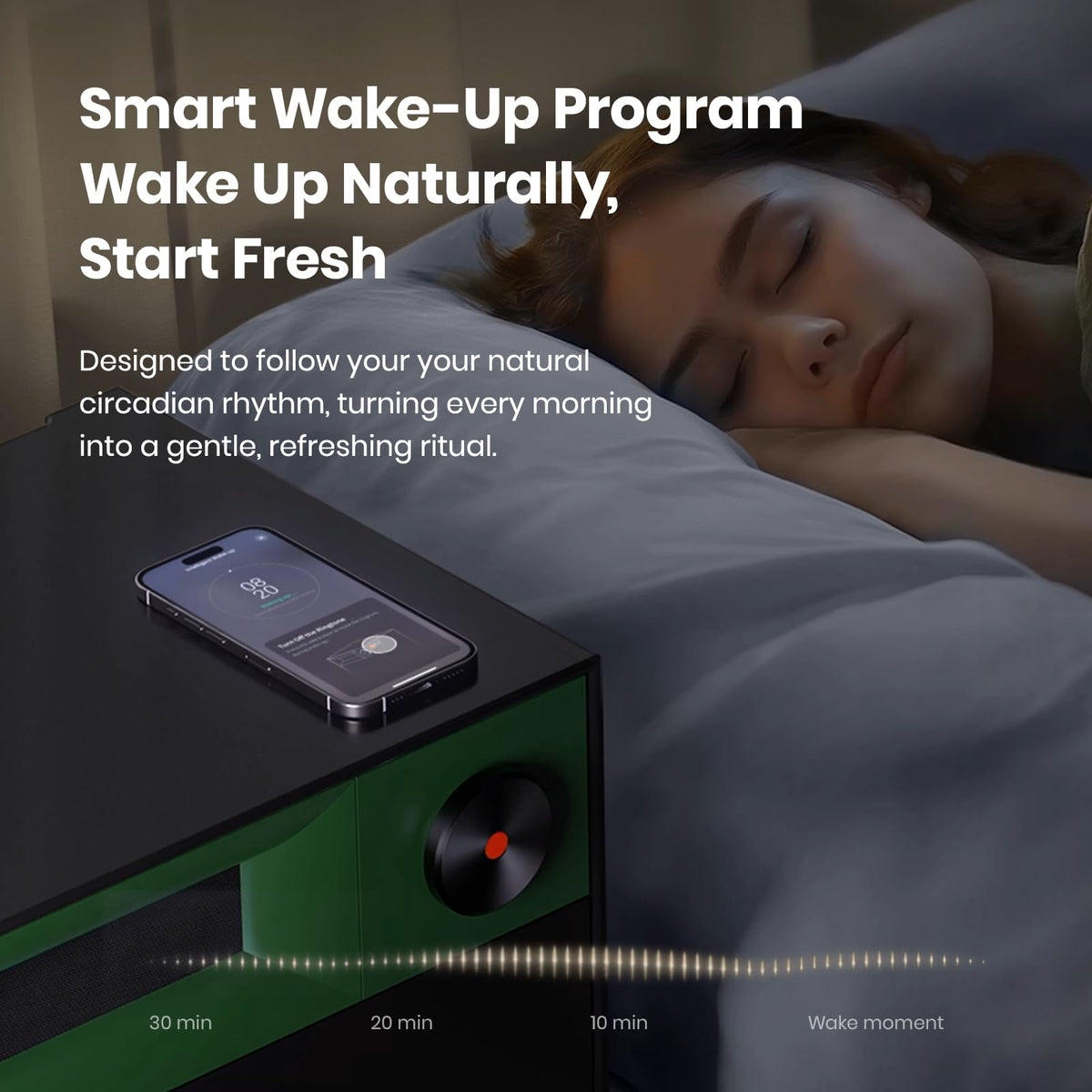 Bluetooth Wireless Charging Speaker Nightstand with 2 Drawers K848620