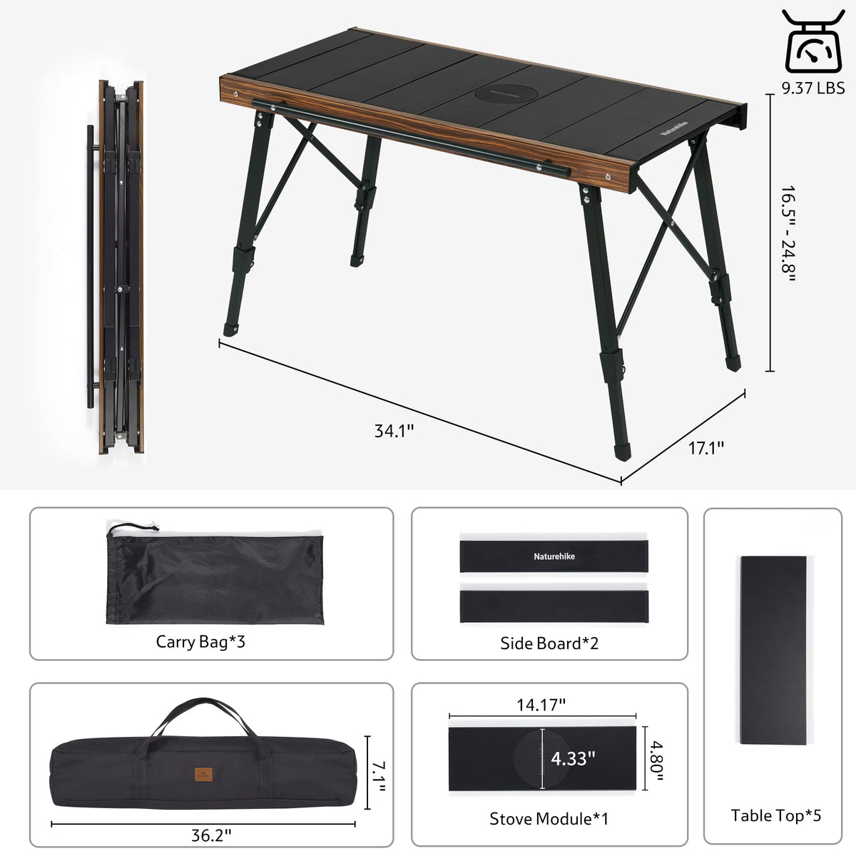 Camping Table Height Adjustable U858024