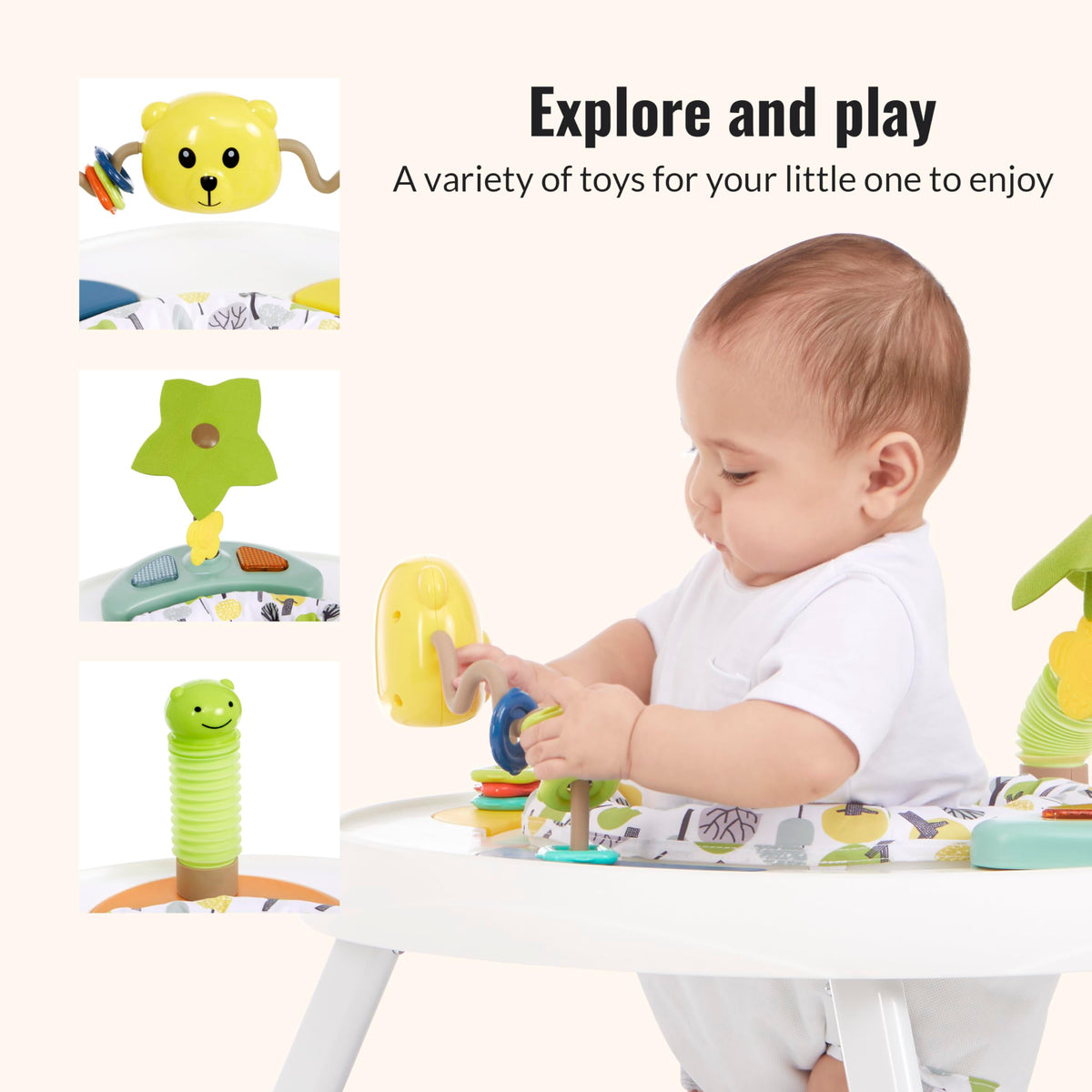 2 in 1 Baby Activity Center and Play Table with 3 Detachable Toys C243514