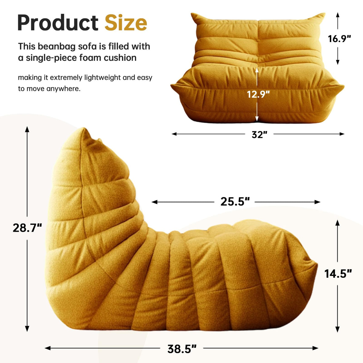 Oversized Memory Foam Bean Bag Chair R4331
