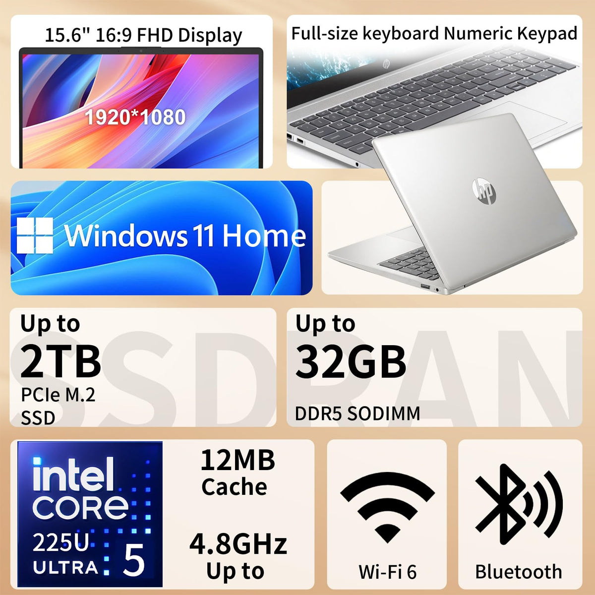 15.6" FHD Touchscreen Intel Core Ultra 5 Laptop U785