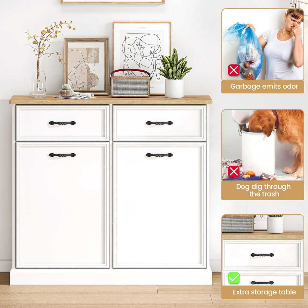 Double Tilt Out Trash Cabinet 20 gal White P3659