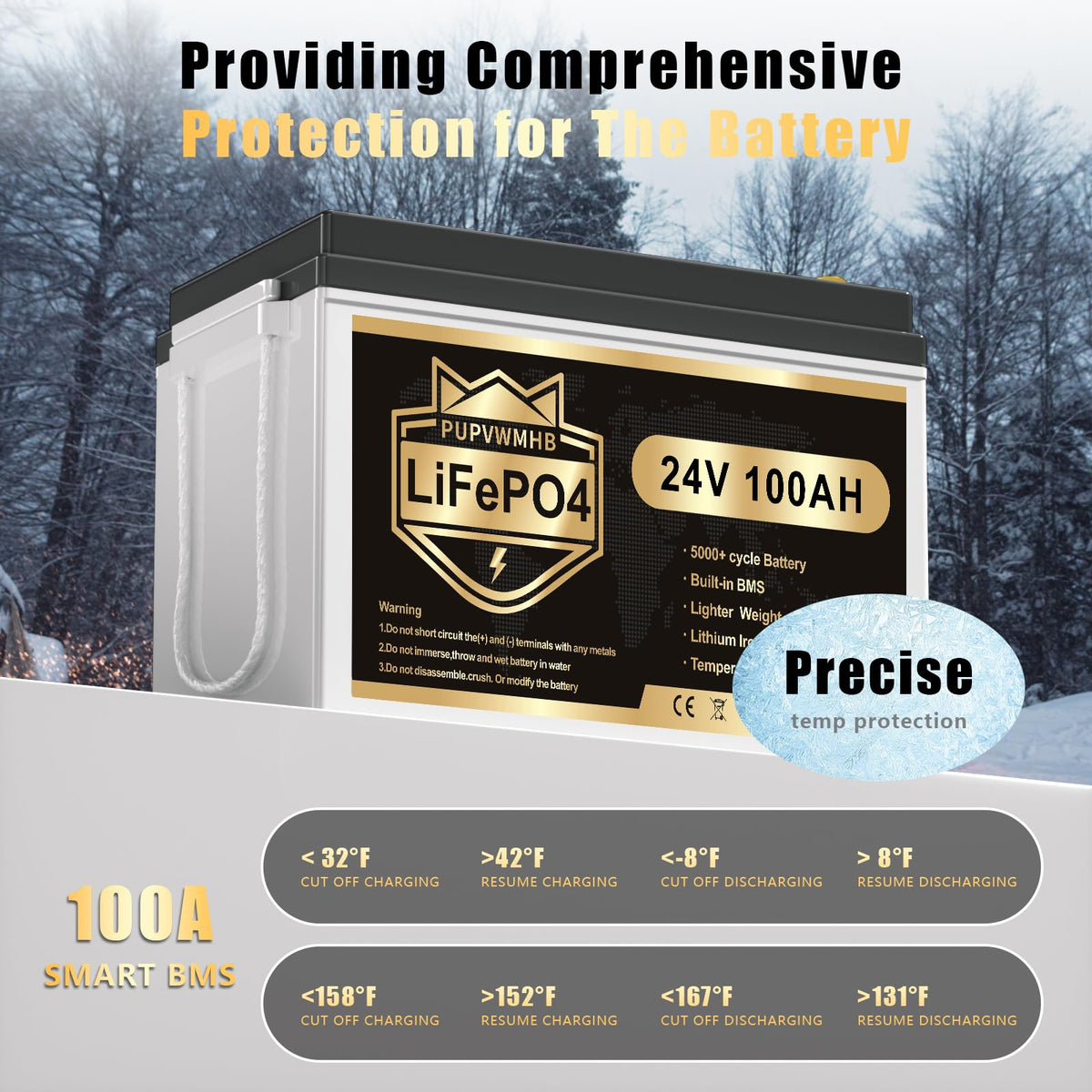 24V 100AH Lifepo4 Battery with 100A BMS Y97685