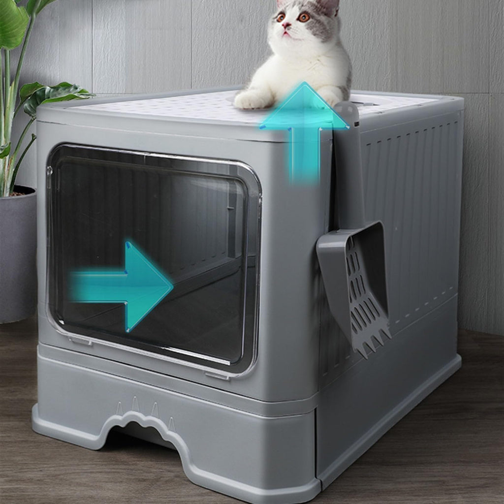Enclosed Foldable Cat Litter Box with Lid C7953