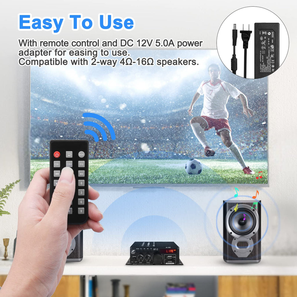USB SD BT FM AUX Audio Power Amplifier 2.0 CH 40W+40W B470635