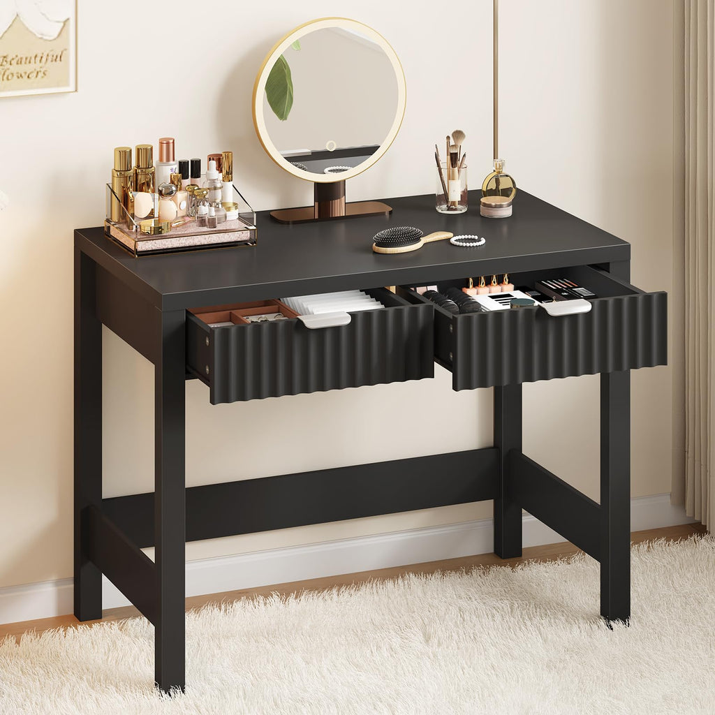 32 Inch Fluted Computer Desk with 2 Drawers D77828