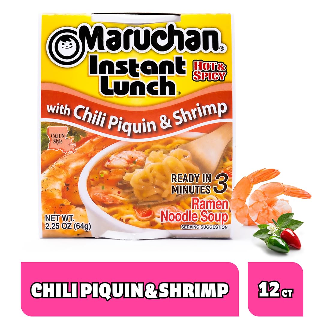 Instant Lunch Ramen Noodles Chili Piquin & Shrimp 2.25 Oz 12 Pack J9721