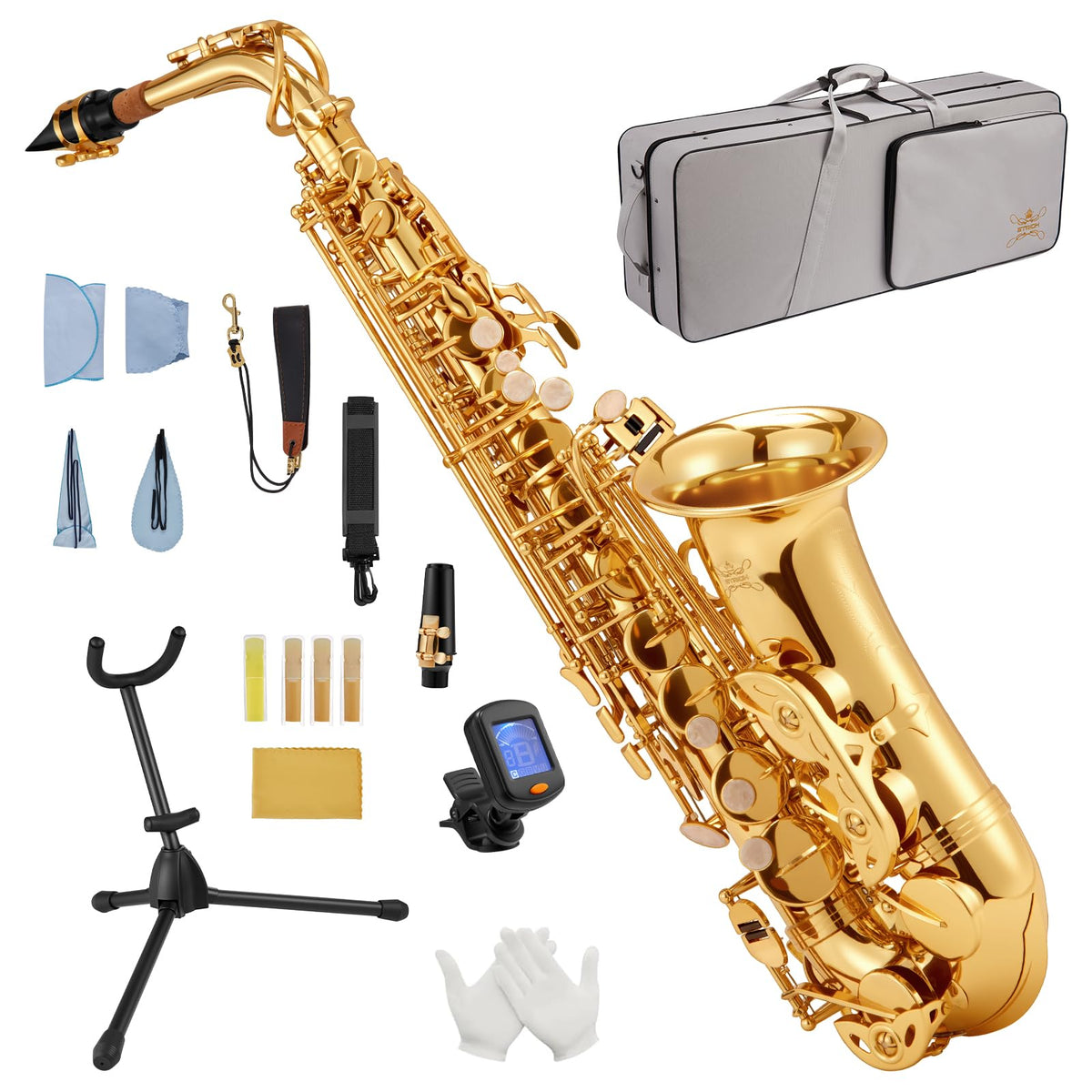 Alto Saxophone Brass Student Beginner Kit with Hard Case Z299