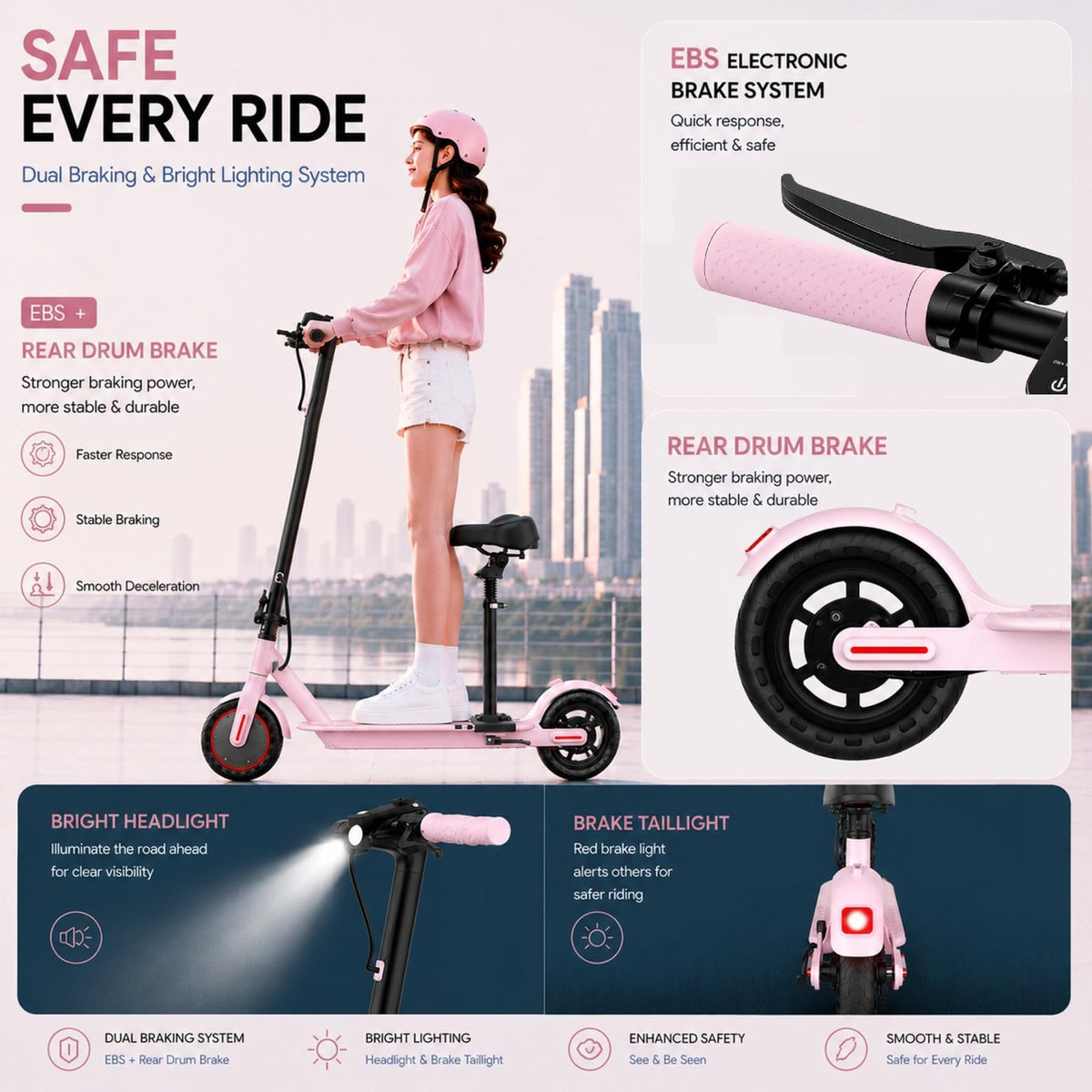 350W/500W Electric Scooter with Seat, Dual Suspension T12254