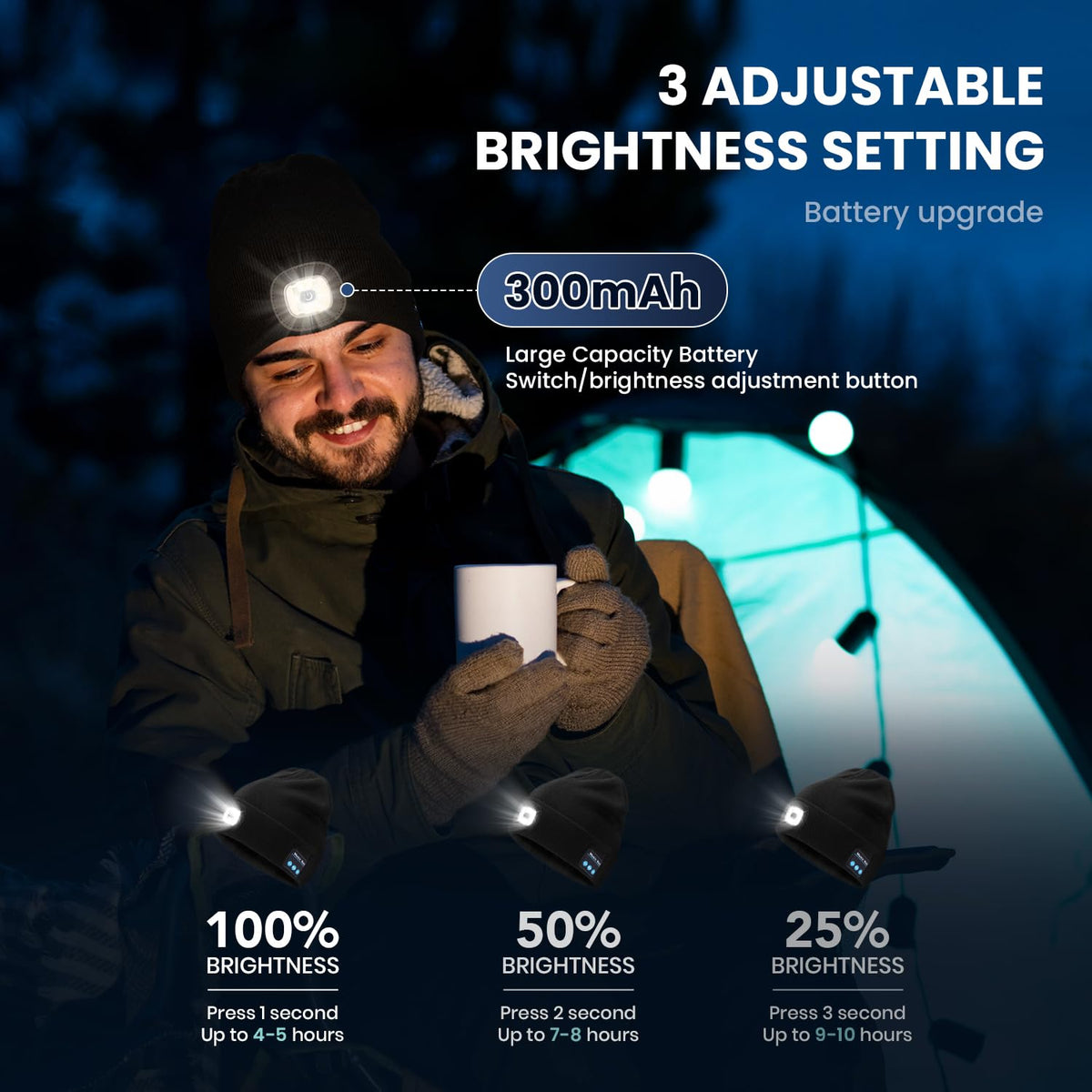 Bluetooth Beanie Hat with Light 2 Pack U643